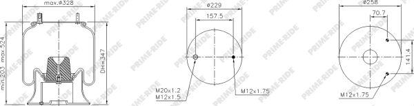 Prime-Ride 1R12-706 - Soffietto, Sospensione pneumatica autozon.pro