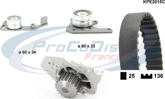 Procodis France KPE2015C - Pompa acqua + Kit cinghie dentate autozon.pro