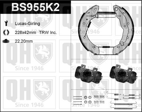 Quinton Hazell BS955K2 - Kit ganasce freno autozon.pro