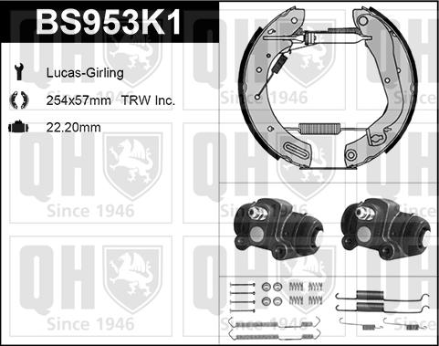 Quinton Hazell BS953K1 - Kit ganasce freno autozon.pro