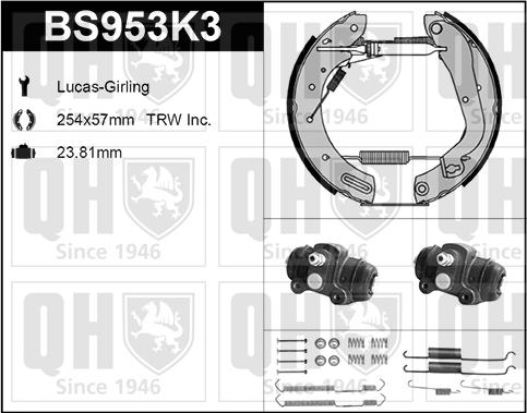 Quinton Hazell BS953K3 - Kit ganasce freno autozon.pro