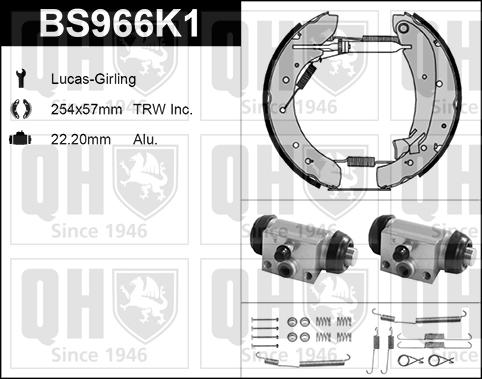 Quinton Hazell BS966K1 - Kit ganasce freno autozon.pro