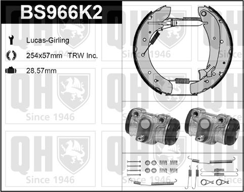 Quinton Hazell BS966K2 - Kit ganasce freno autozon.pro