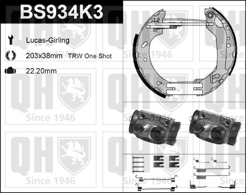 Quinton Hazell BS934K3 - Kit ganasce freno autozon.pro