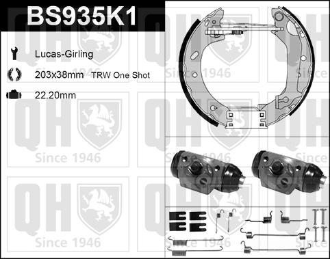 Quinton Hazell BS935K1 - Kit ganasce freno autozon.pro