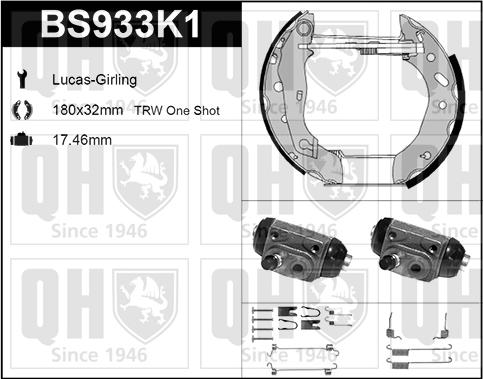 Quinton Hazell BS933K1 - Kit ganasce freno autozon.pro