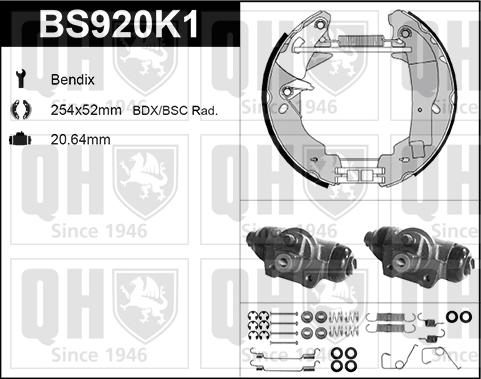 Quinton Hazell BS920K1 - Kit ganasce freno autozon.pro