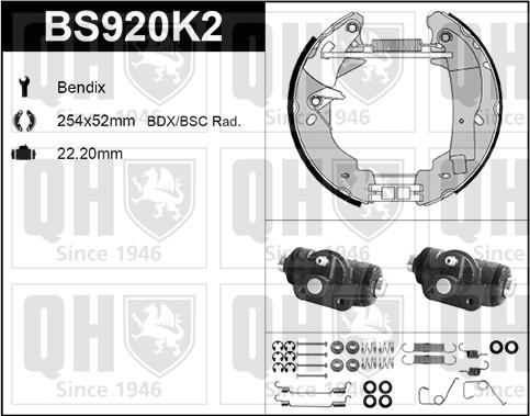 Quinton Hazell BS920K2 - Kit ganasce freno autozon.pro