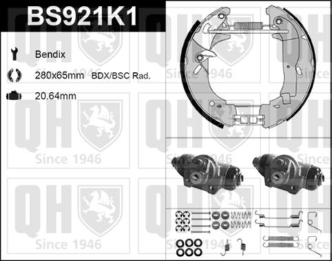 Quinton Hazell BS921K1 - Kit ganasce freno autozon.pro