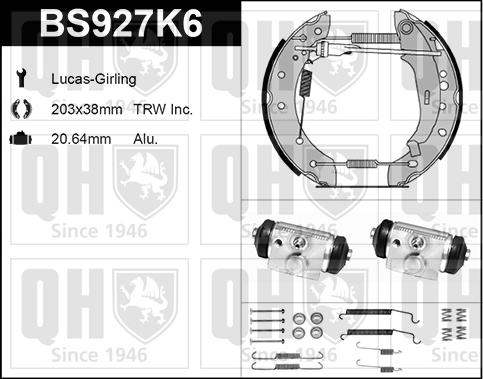 Quinton Hazell BS927K6 - Kit ganasce freno autozon.pro