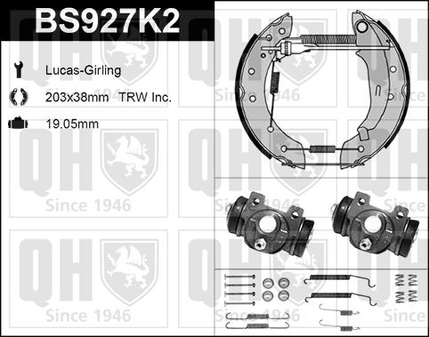 Quinton Hazell BS927K2 - Kit ganasce freno autozon.pro