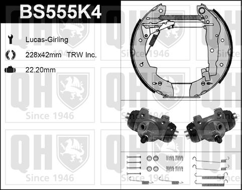 Quinton Hazell BS555K4 - Kit ganasce freno autozon.pro