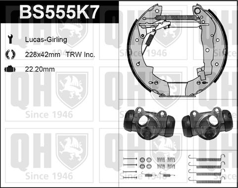 Quinton Hazell BS555K7 - Kit ganasce freno autozon.pro