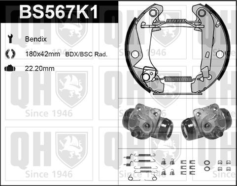 Quinton Hazell BS567K1 - Kit ganasce freno autozon.pro