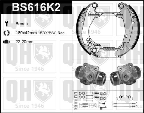 Quinton Hazell BS616K2 - Kit ganasce freno autozon.pro