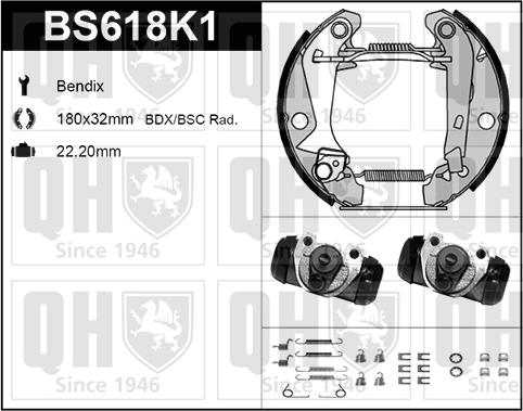 Quinton Hazell BS618K1 - Kit ganasce freno autozon.pro