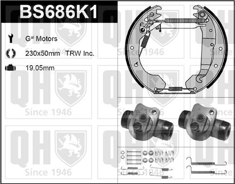 Quinton Hazell BS686K1 - Kit ganasce freno autozon.pro