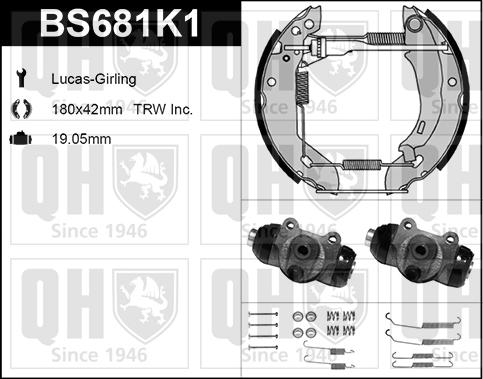 Quinton Hazell BS681K1 - Kit ganasce freno autozon.pro