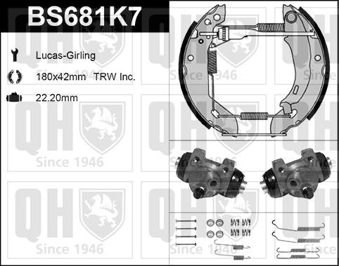 Quinton Hazell BS681K7 - Kit ganasce freno autozon.pro