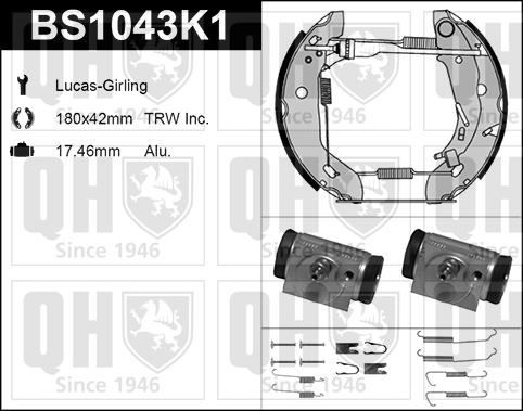 Quinton Hazell BS1043K1 - Kit ganasce freno autozon.pro