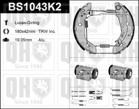 Quinton Hazell BS1043K2 - Kit ganasce freno autozon.pro