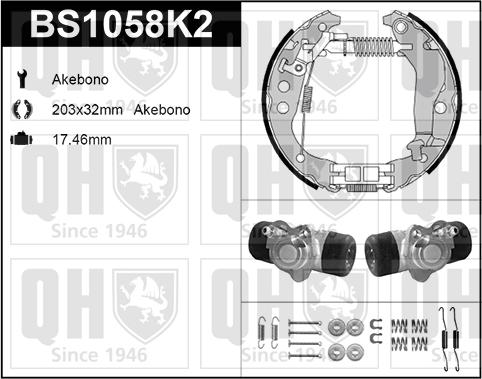 Quinton Hazell BS1058K2 - Kit ganasce freno autozon.pro