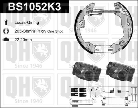 Quinton Hazell BS1052K3 - Kit ganasce freno autozon.pro