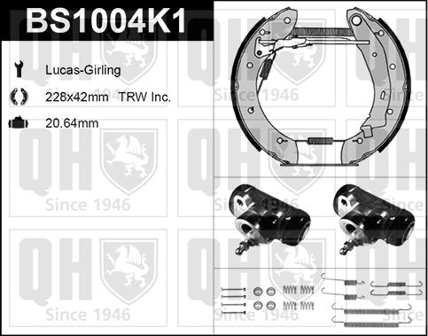 Quinton Hazell BS1004K1 - Kit ganasce freno autozon.pro