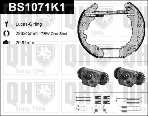 Quinton Hazell BS1071K1 - Kit ganasce freno autozon.pro