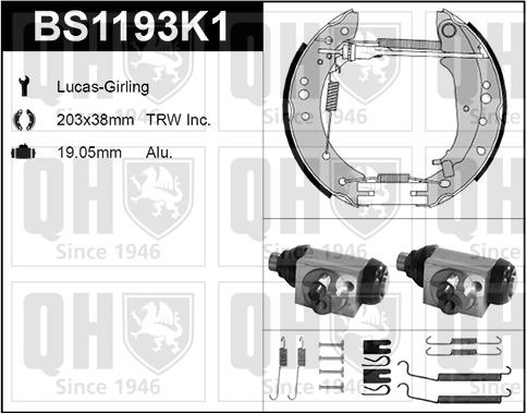 Quinton Hazell BS1193K1 - Kit ganasce freno autozon.pro