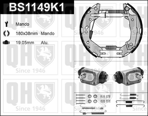 Quinton Hazell BS1149K1 - Kit ganasce freno autozon.pro