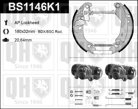 Quinton Hazell BS1146K1 - Kit ganasce freno autozon.pro