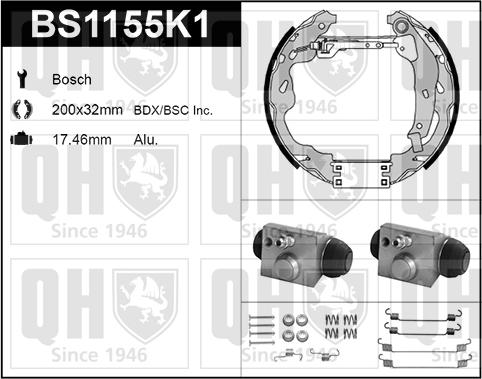 Quinton Hazell BS1155K1 - Kit ganasce freno autozon.pro