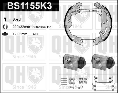 Quinton Hazell BS1155K3 - Kit ganasce freno autozon.pro