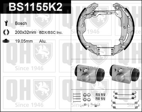 Quinton Hazell BS1155K2 - Kit ganasce freno autozon.pro