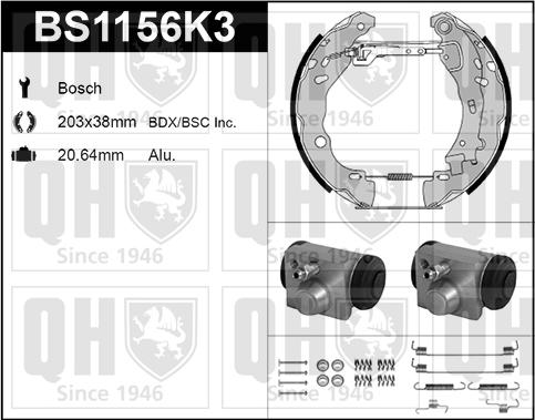 Quinton Hazell BS1156K3 - Kit ganasce freno autozon.pro