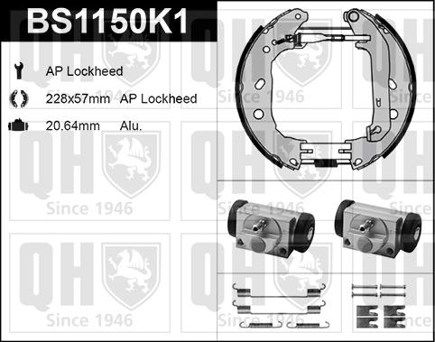 Quinton Hazell BS1150K1 - Kit ganasce freno autozon.pro