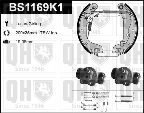 Quinton Hazell BS1169K1 - Kit ganasce freno autozon.pro