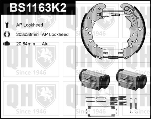 Quinton Hazell BS1163K2 - Kit ganasce freno autozon.pro