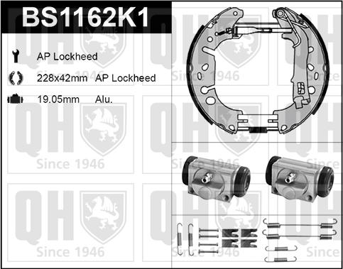 Quinton Hazell BS1162K1 - Kit ganasce freno autozon.pro