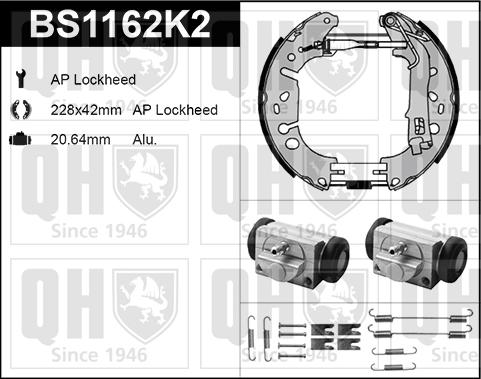 Quinton Hazell BS1162K2 - Kit ganasce freno autozon.pro