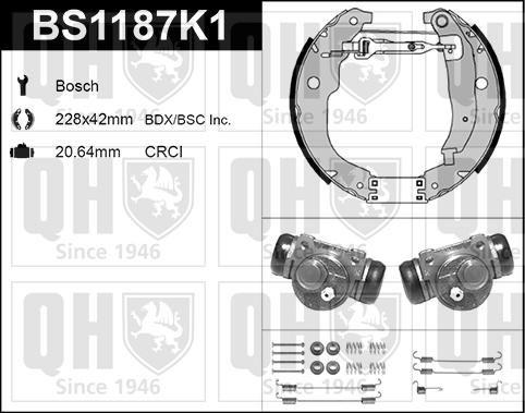 Quinton Hazell BS1187K1 - Kit ganasce freno autozon.pro