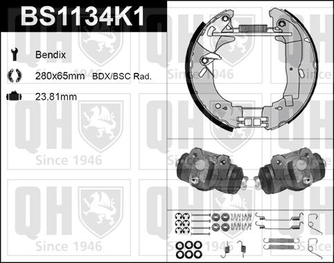 Quinton Hazell BS1134K1 - Kit ganasce freno autozon.pro