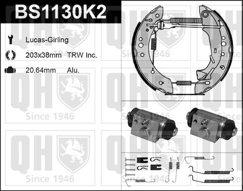 Quinton Hazell BS1130K2 - Kit ganasce freno autozon.pro