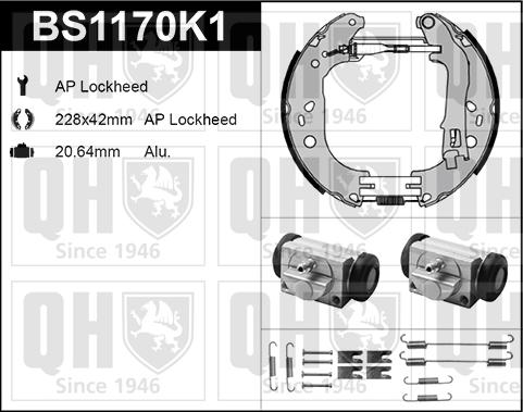 Quinton Hazell BS1170K1 - Kit ganasce freno autozon.pro