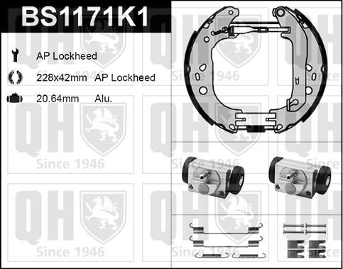 Quinton Hazell BS1171K1 - Kit ganasce freno autozon.pro