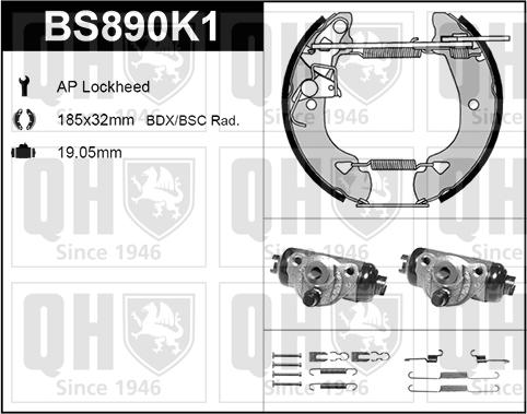 Quinton Hazell BS890K1 - Kit ganasce freno autozon.pro