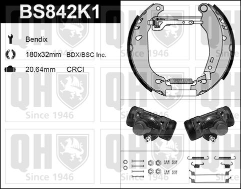 Quinton Hazell BS842K1 - Kit ganasce freno autozon.pro