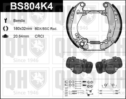 Quinton Hazell BS804K4 - Kit ganasce freno autozon.pro