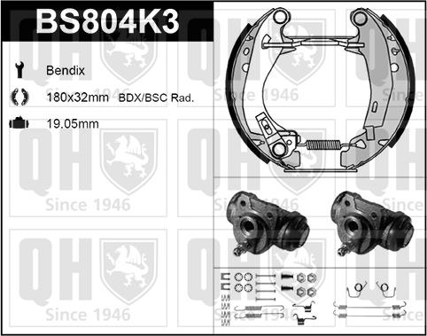 Quinton Hazell BS804K3 - Kit ganasce freno autozon.pro